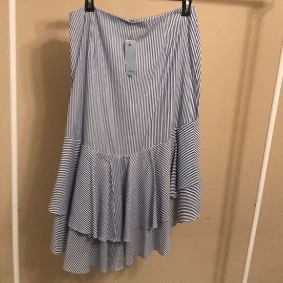 NWT Soprano Blue & White HI-Low Ruffle Skirt - XL - Picture 7 of 8